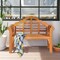 Costway 49'' Outdoor Folding Bench Eucalyptus Wood Backrest Armrest Patio Garden